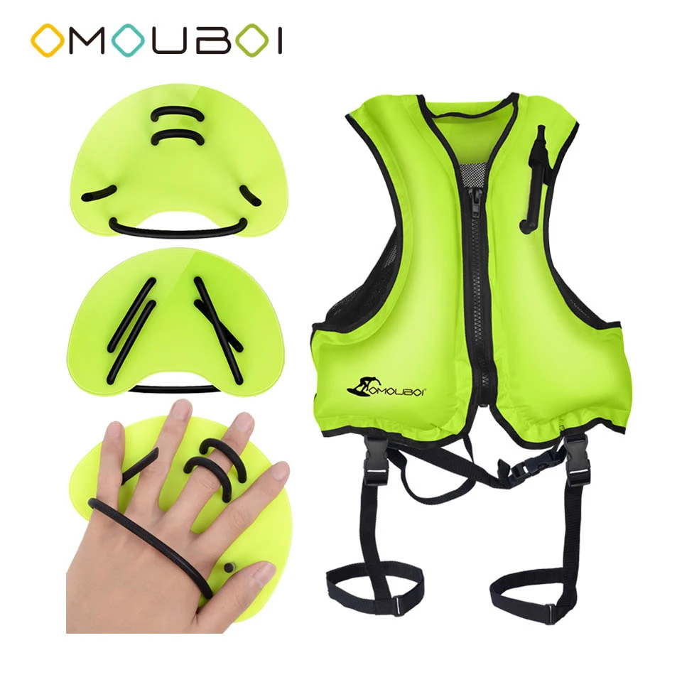 OMOUBOI Pro Swimsafe зеленый связывая ремни добавлены Надувные Безопасности Рашгард
