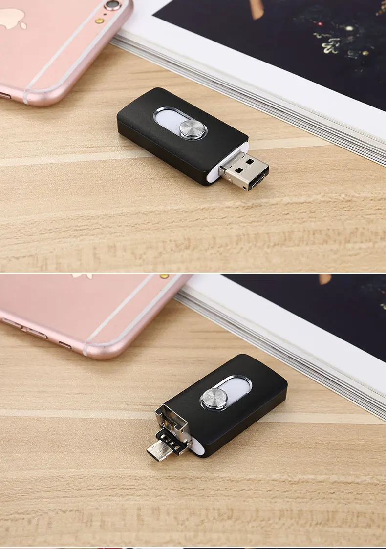 3 в 1 мобильный телефон OTG USB флеш-накопитель 8 Гб 64 ГБ флеш-накопитель Memoria USB Stick внешний накопитель для Iphone 7 6 plus, android, планшетный ПК