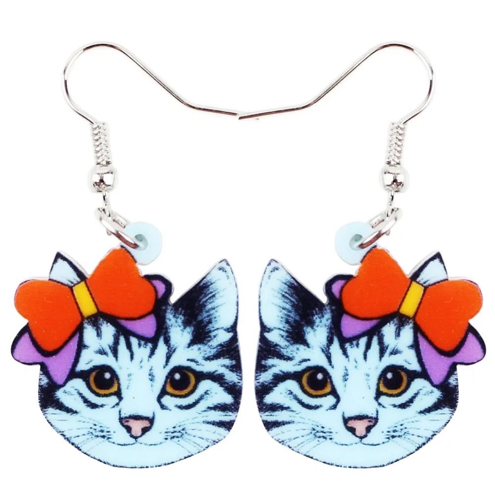 WEVENI акриловые висячие серьги новинка кошка котенок милые длинные Модные