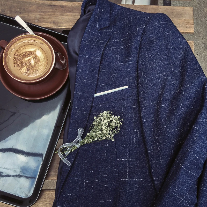 Высококачественный брендовый повседневный деловой мужской костюм в клетку