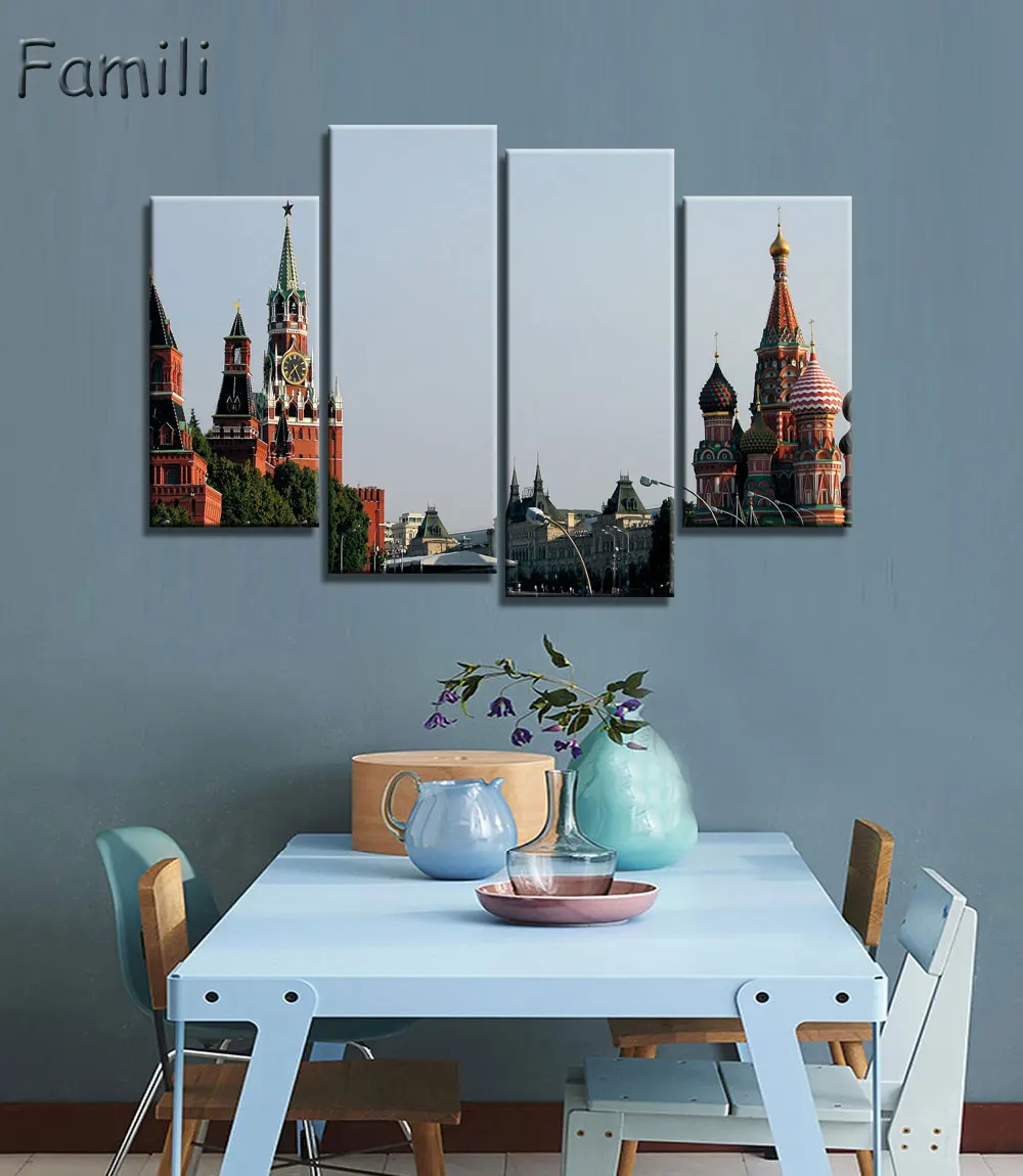 4 шт./компл. картины с изображением российского города настенное искусство