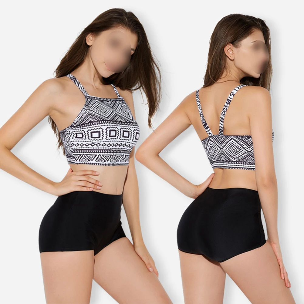 Flexible Sporty Pattern Bikinis Two-piece Swimwear for Women Female Pool Beach | Женская одежда