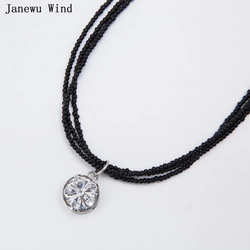 Janewu ветер элегантный маленький цветок кулон ожерелье женщин 3 слоя жемчужная