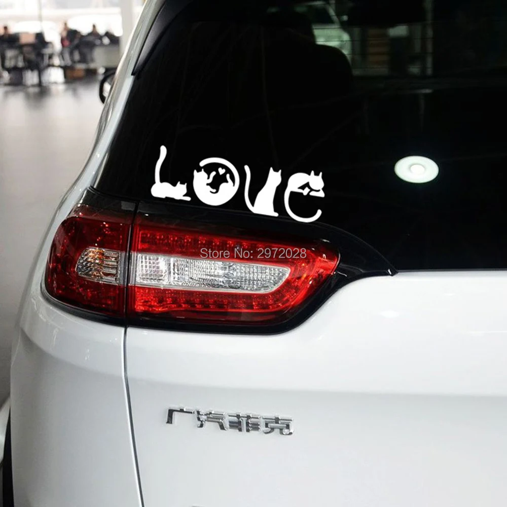 

10 x New Style Cartoon English Words Love with Four Lovely Naughty Cats Car Bumper Body Stickers Decal Vinyl