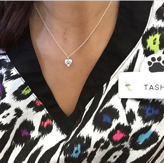 Lanseis10pc ожерелье в форме животного сердца Очаровательная кошачья лапа собачья
