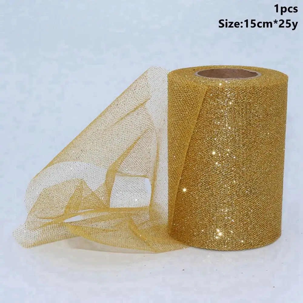 Tulle Roll 21 Taoup 5 см 15 см 30 см органза тюль в рулонах для свадьбы Вечерние Декор день рождения Babyshower блесток сетка тюль рулон ткани ленты 25 ярдов DIY - Цвет: Tulle Roll 21