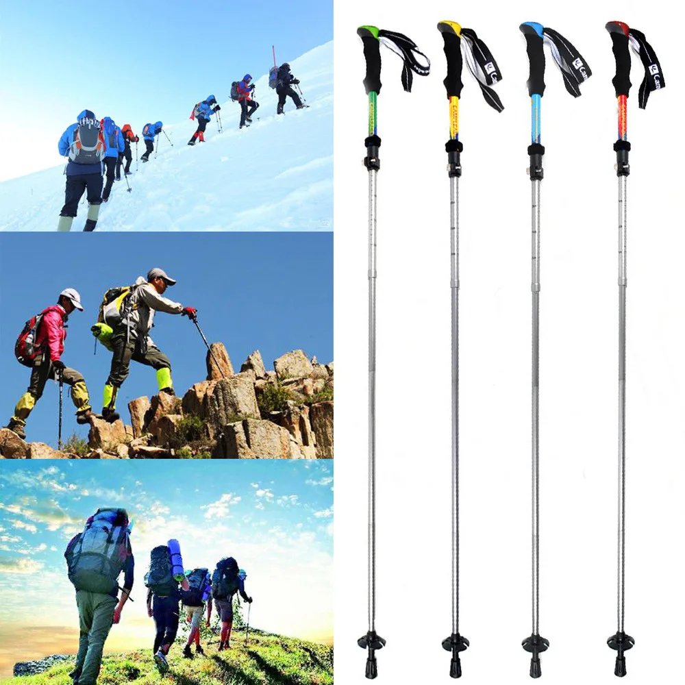 Trekking Walking Stick Hiking Trail Ultralight 5-section Adjustable Canes Aluminum Alloy Folding Cane Sticks new A3079 | Спорт и