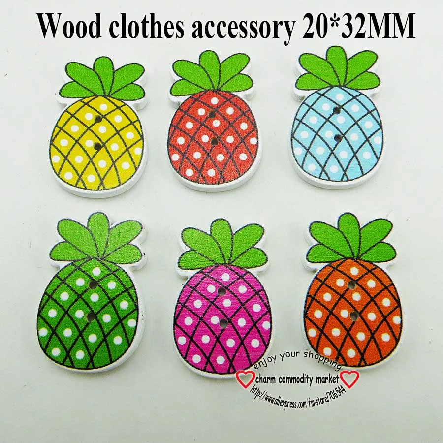 40 шт. петух DIY 2 отверстия узоры мультфильмы деревянные швейные пуговицы амулеты скрапбукинга лиса пуговицы WCF-360 - Цвет: pineapple