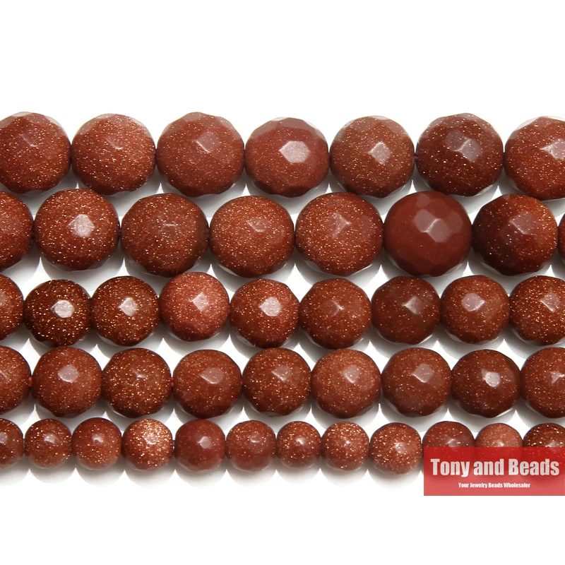 Natural Faceted Gold Color SandStone / Gold Coloren Sand Round Loose Beads 15" Strand 4 6 8 10 12 MM Pick Size SAB15