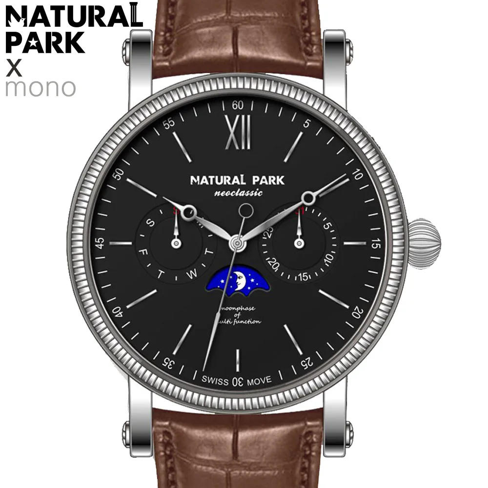 NP1479 SBC Relogio masculino, мужские часы с натуральным парком, Топ бренд, роскошные модные бизнес кварцевые часы, мужские спортивные водонепроницаемые наручные часы - Цвет: NP1479 SBC