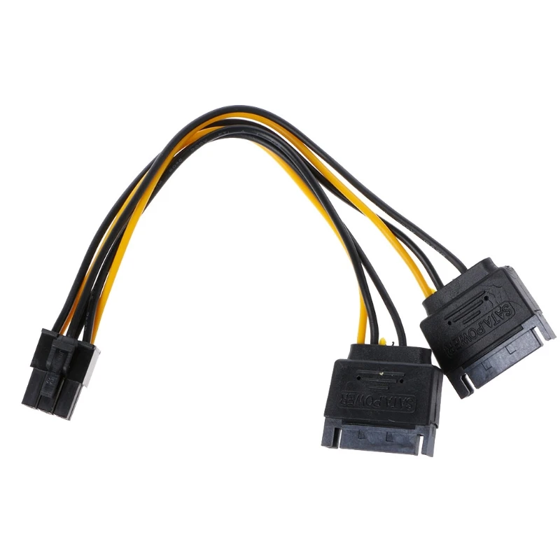 Двойной 15-контактный разъем SATA Power к 6-контактному PCI-E PCI Express Кабель-адаптер для