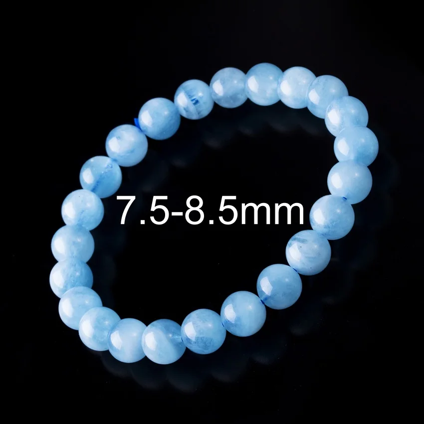7.5-8.5mm 6-12 мм Аквамариновый браслет Femme Аквамарин бусины браслет круглый синий натуральный камень Бусины стрейч браслеты для женщин - Цвет камня: 7.5-8.5mm