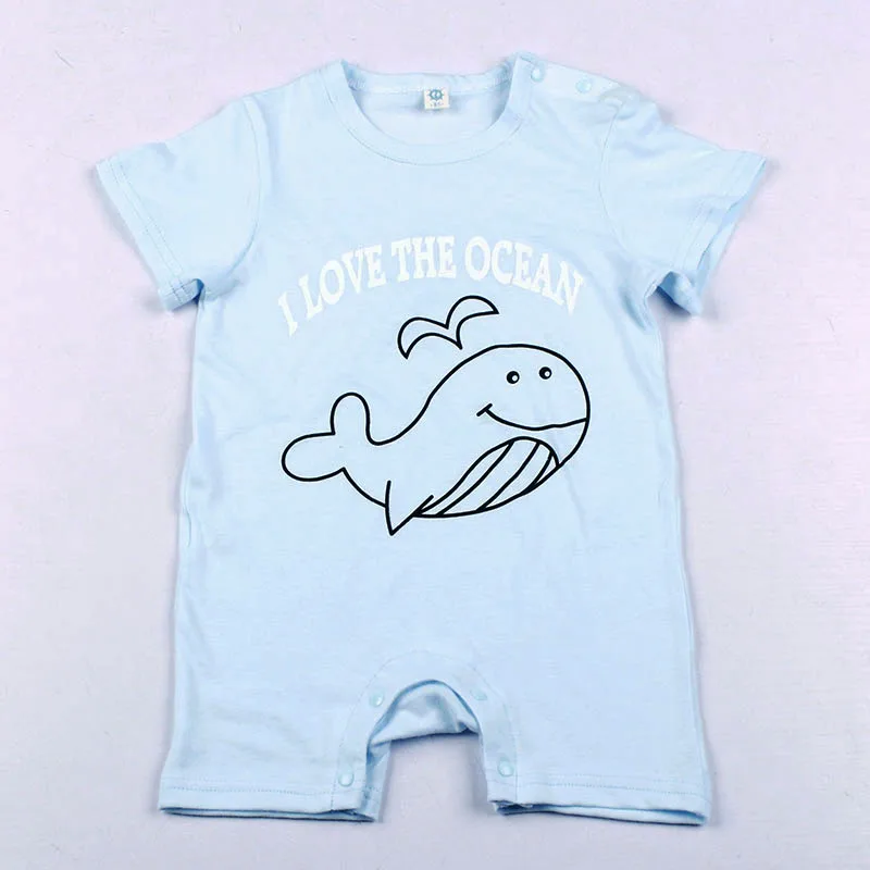 100% Хлопок детские ползунки с коротким рукавом Стильная футболка изображением