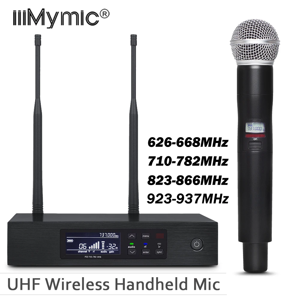 Истинное разнообразие UHF беспроводной микрофон QLXD4! Профессиональный одиночный ручной микрофон SM с металлический чехол для сцены DJ