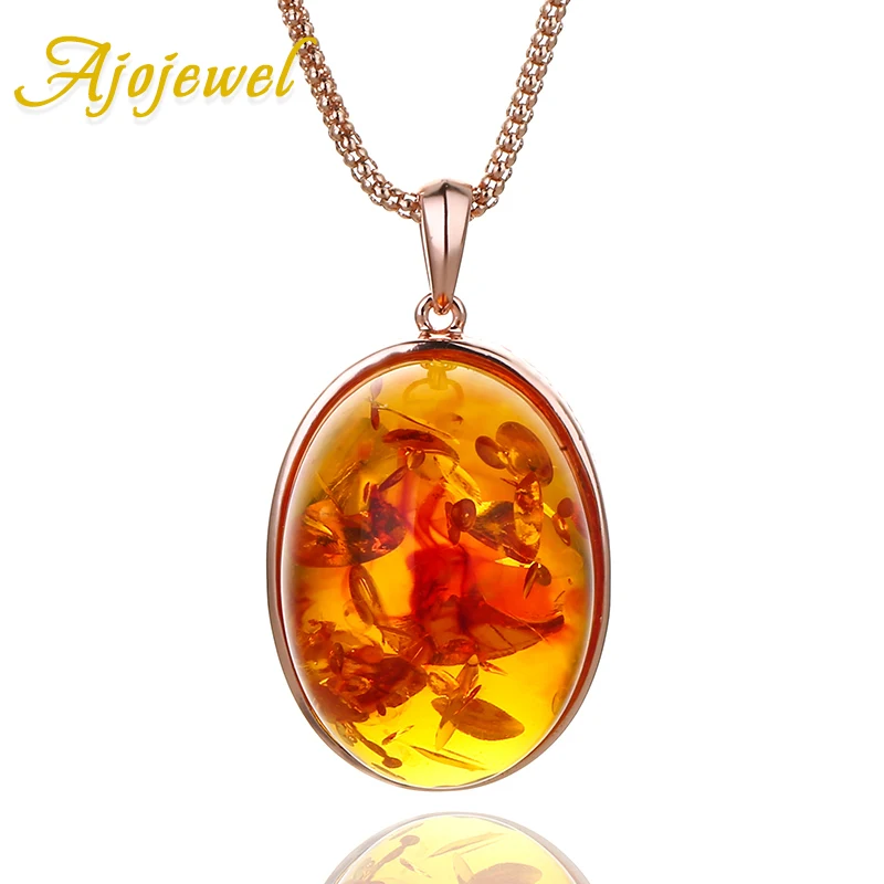 Ajojewel круглый камень смолы для женщин комплект ювелирных изделий красивый оранжевый ожерелье и серьги сочетаются с подарочной коробкой