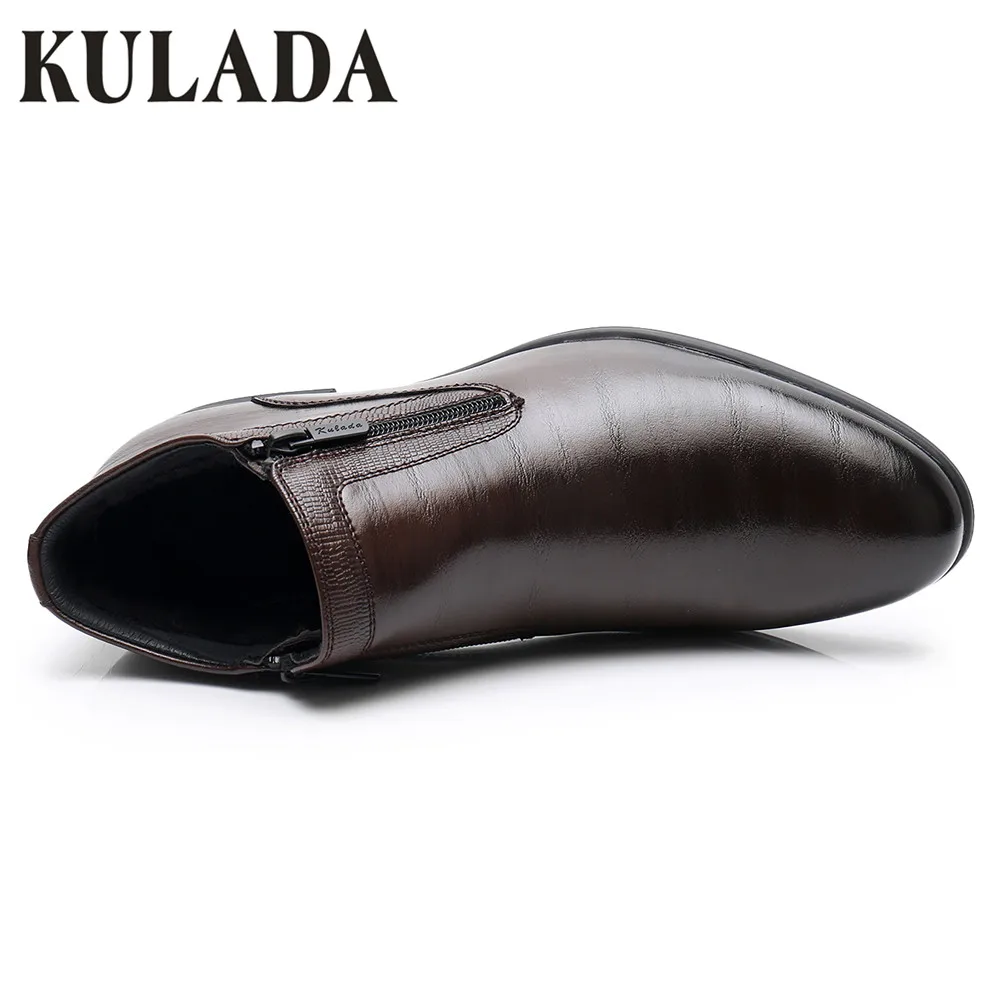 KULADA Новый Для мужчин обувь весенние и осенние кожаные ботильоны боковой молнией