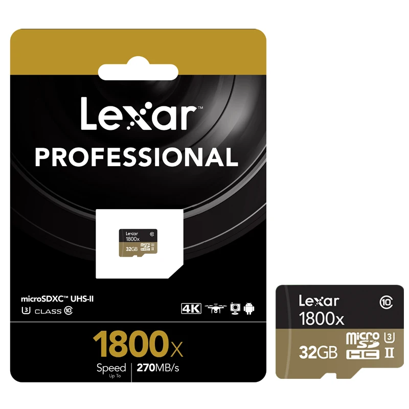 Lexar Micro SD карта 1800x microsd 64 ГБ 32 ГБ 270 МБ/с./с sdxc U3 cartao de memoria класс 10 Флэш-память tf/sd карта для смартфонов - Емкость: 32 Гб