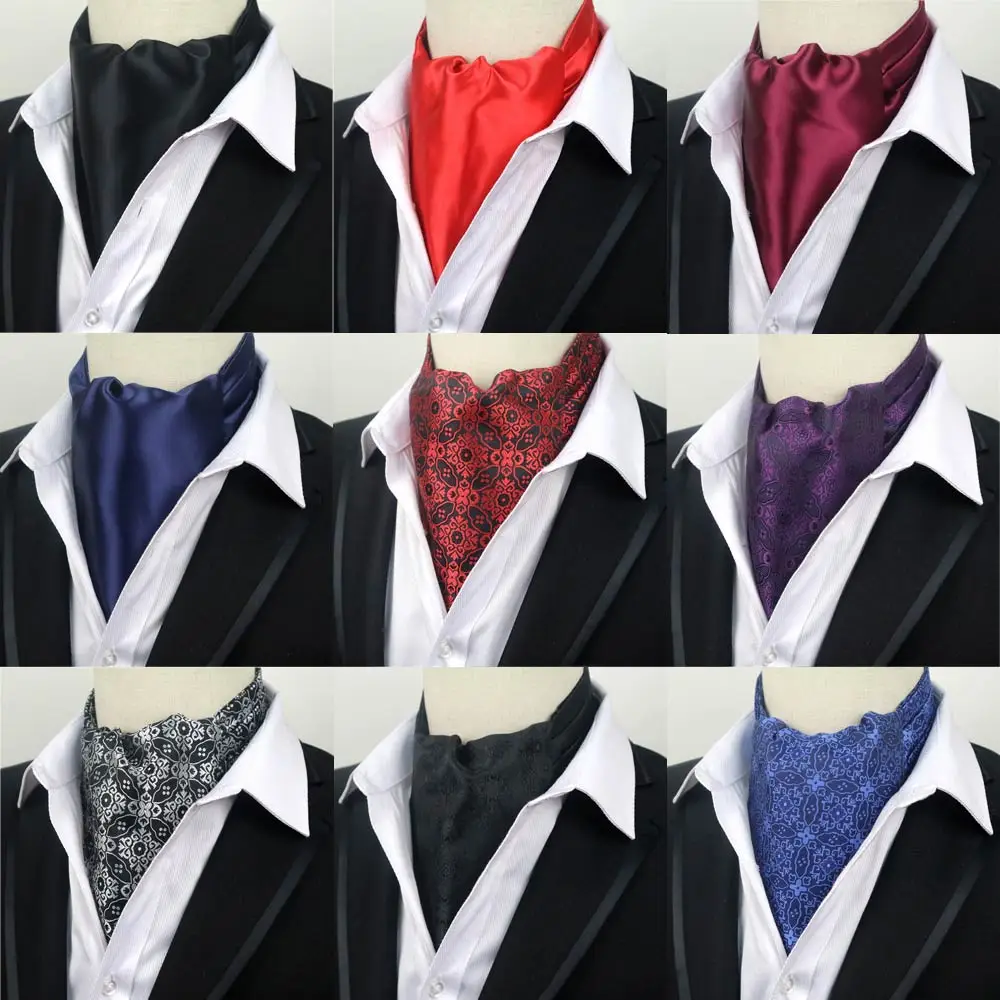 

LJ0506 10C Factory Seller Solid Geometricl Men Silk Cravat Ascot Tie Self tied Jacquard Woven Necktie for Wedding Party Shirt