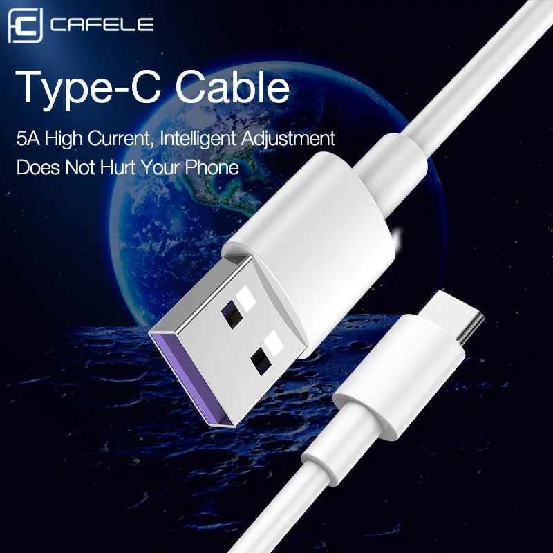 CAFELE 5A type C USB кабель для huawei mate 20 Pro QC 3,0 кабель для быстрой зарядки для телефонов samsung кабель синхронизации данных и зарядки