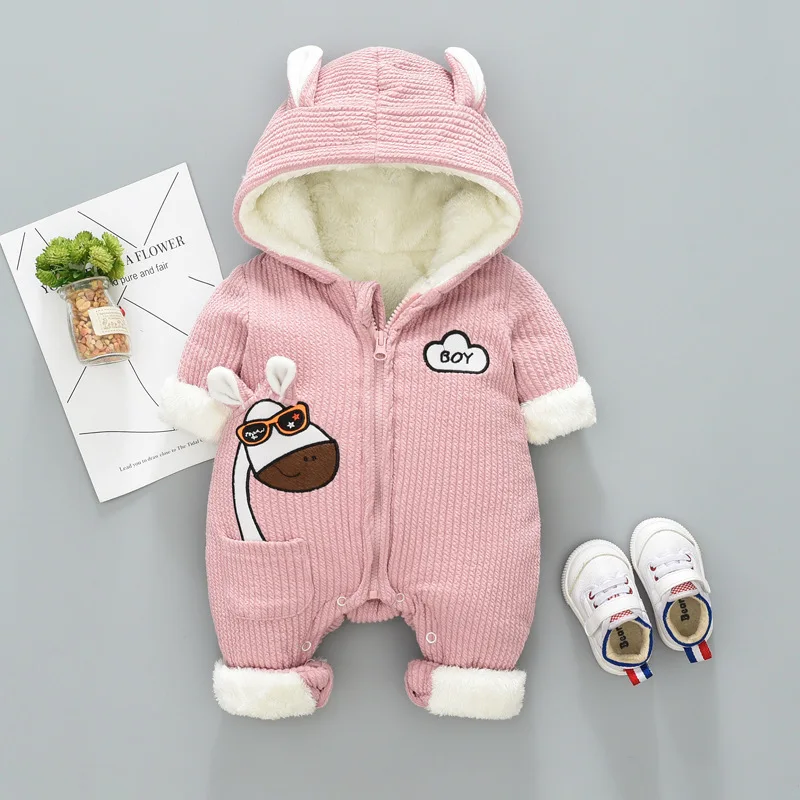 pink На температуру-30 градусов, новая зимняя верхняя одежда для детей Детское пальто, детская зимняя одежда, для новорожденных зимний костюм для мальчика Теплый пуховик из хлопка для девочек, боди-комбинезон, на возраст от 0 до 18 месяцев - Цвет: pink