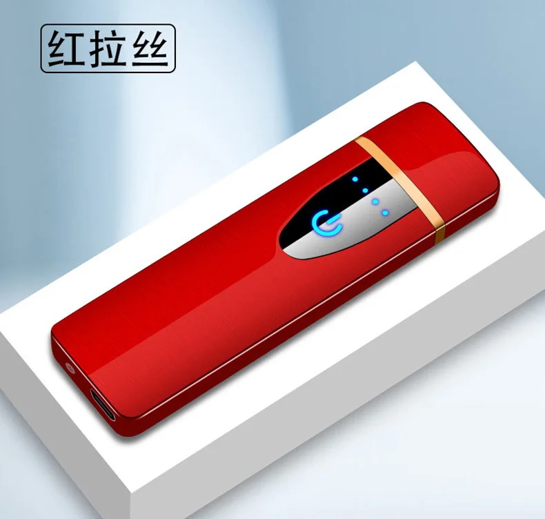 Сенсорный экран сенсор прикуриватель компактный умный датчик USB зарядка зажигалки Премиум зажигалка - Цвет: Красный