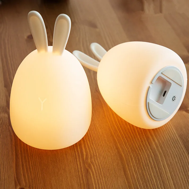 Силиконовый светодиодный ночник с кроликом многоцветный RGB светильник USB