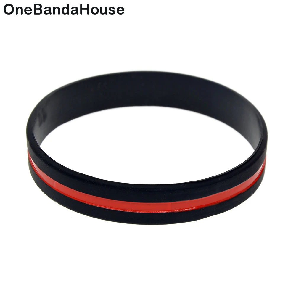 OBH 2 шт Debossed Red Line силиконовый резиновый браслет