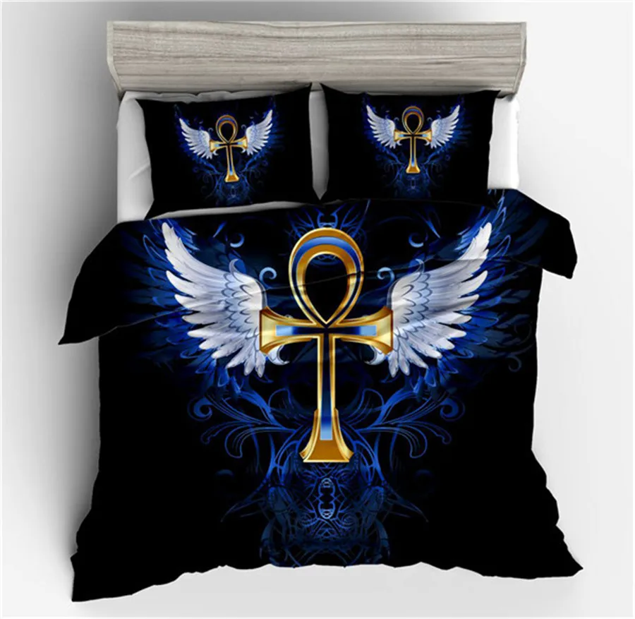 3d комплект постельного белья с перьями и принтом пододеяльник наволочка крылья