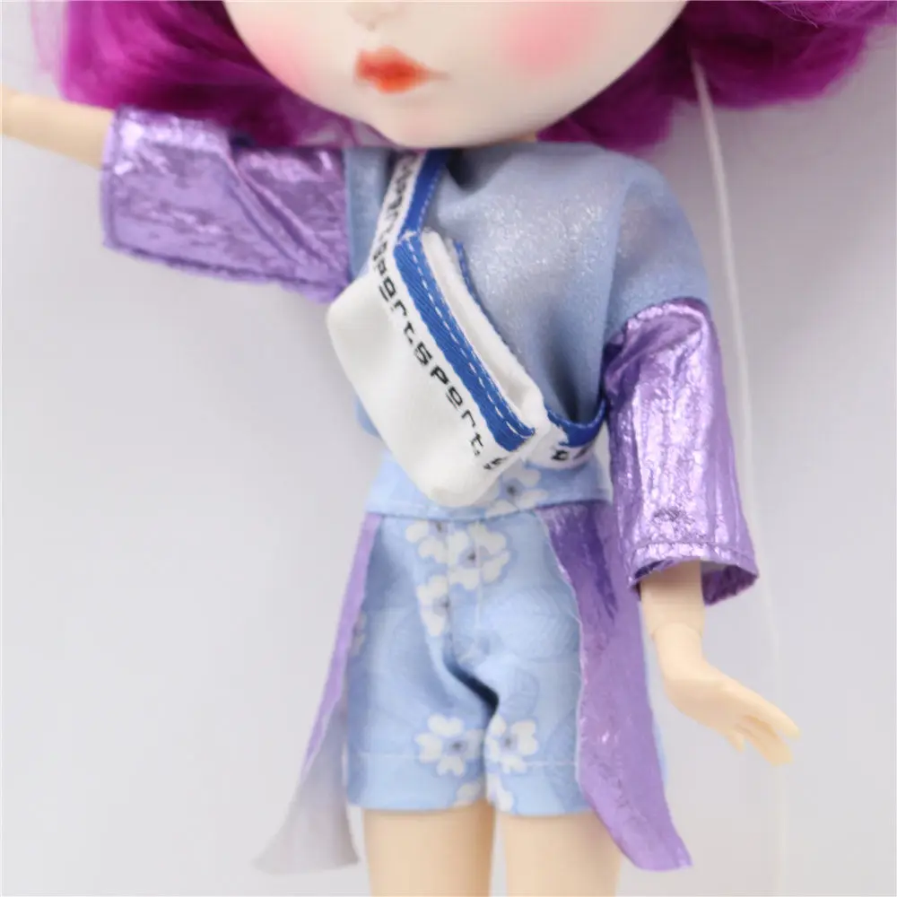 Одежда Blyth doll фиолетовая шифоновая футболка и джинсовые брюки костюм для 1/6 30 см шарнирного тела