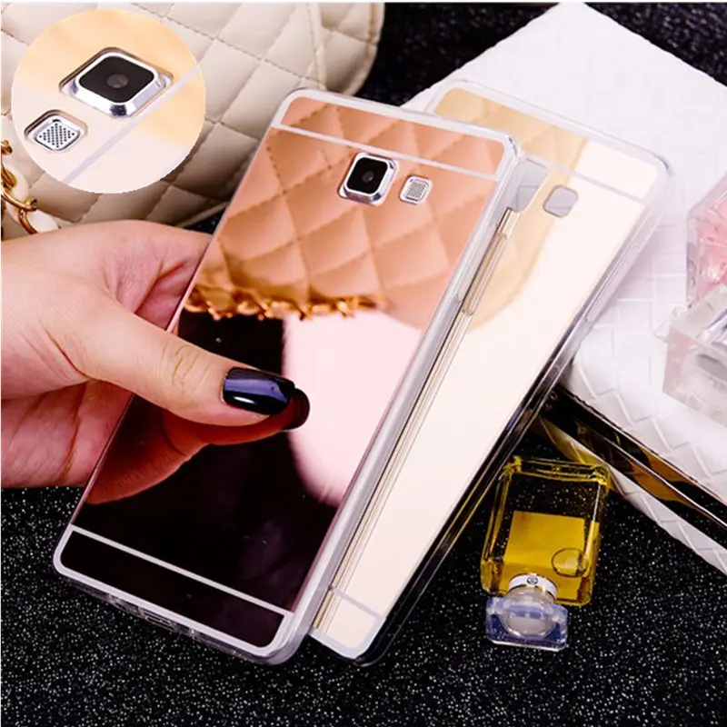 Покрытие мягкий чехол из ТПУ с зеркалом для Samusng Galaxy S3 A5 A7 A3 J3 J5 J7 J700F J710F Силиконовая задняя крышка цвета: золотистый, серебристый
