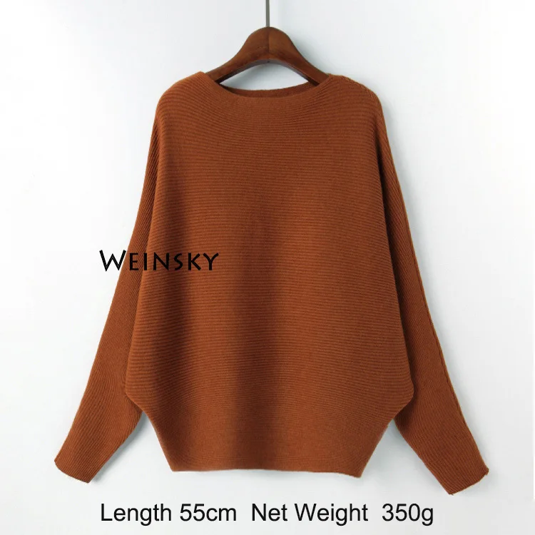 Caramel 350g Weinsky женские вязаные свитера и пуловеры, женские осенние и зимние модные розовые свитера в Корейском стиле с рукавами летучая мышь - Цвет: Caramel 350g