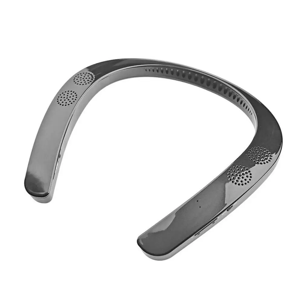 Черный SOONHUA, беспроводные Bluetooth наушники с шейным ремешком, мини, стерео, носимый динамик, гарнитура, MP3, музыкальный плеер, V5.0, спортивные наушники для бега - Цвет: Черный