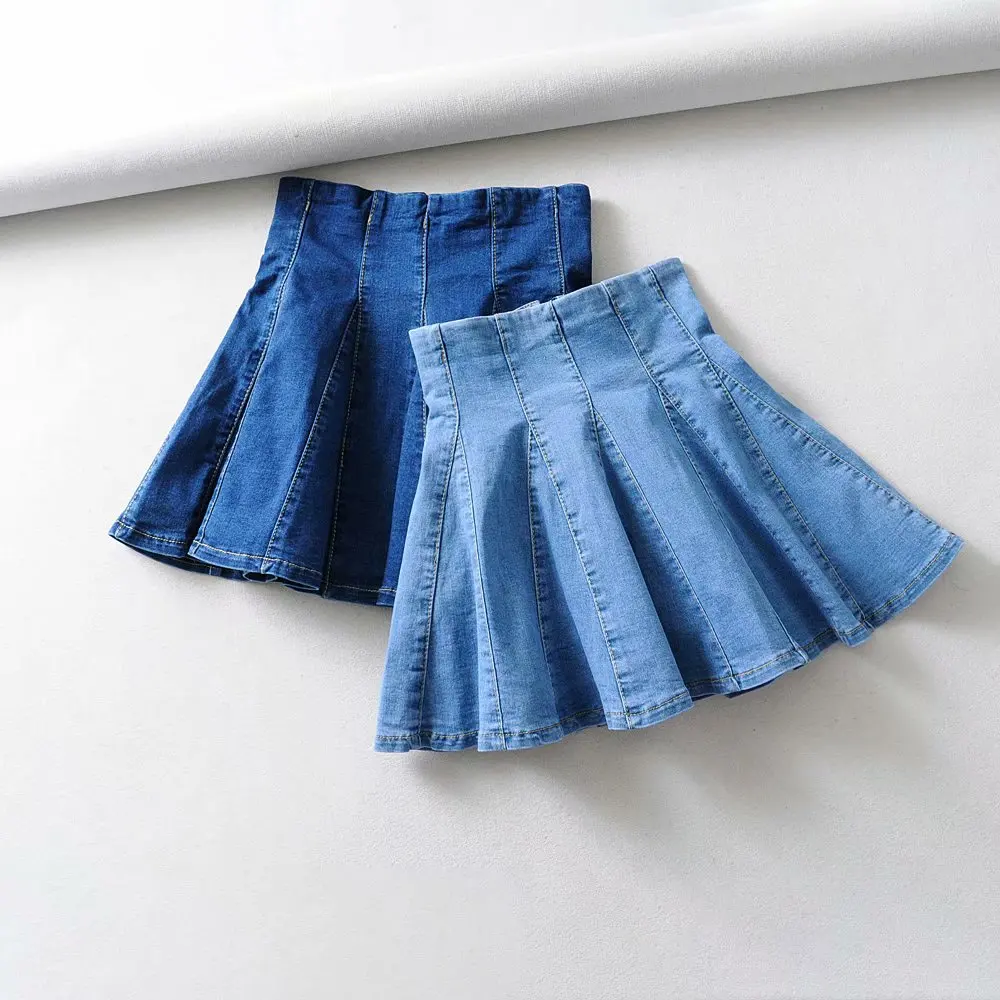 Мини линия деним для женщин Высокая талия молния джинсы мини плюс размер дамы