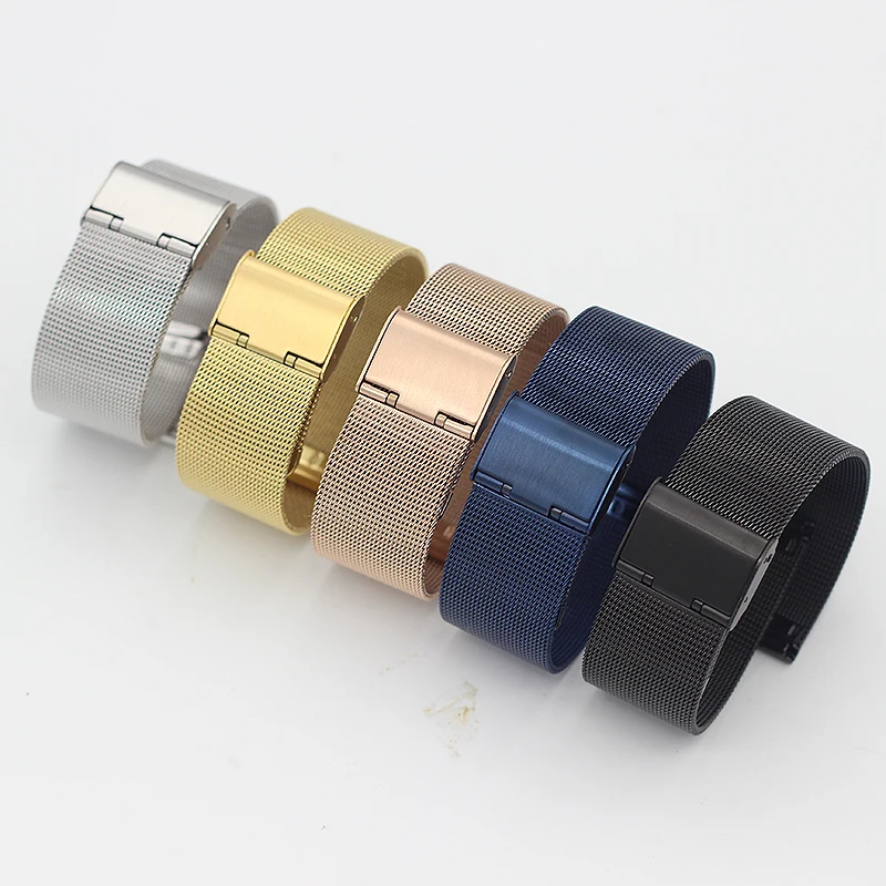 

Thin Soft Stainless Steel Milanese shark mesh metal watchband bracelet Watch Strap Band blue Rose gold 12MM 14mm 18mm 20MM 22MM