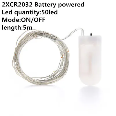 Silver wire 5m 50led Светодиодный Сказочный светильник, Рождественская гирлянда, светодиодный, серебряная проволока, 2 м/5 м, водонепроницаемый, Рождественские огни, украшение для нового года/рождества - Emitting Color: Silver wire 5m 50led