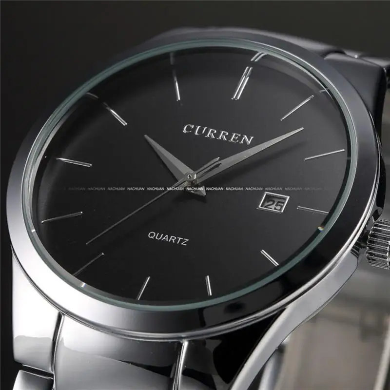 CURREN 8106 мужские 30 м водонепроницаемые спортивные повседневные часы мужские s час Дата месяц нержавеющая сталь кварцевые часы Relogio Feminino черный