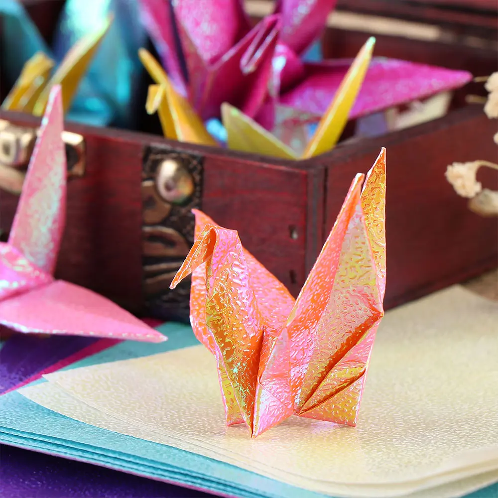 Лидер продаж 50 шт. квадратные блестящие оригами Счастливые птицы лодки животные