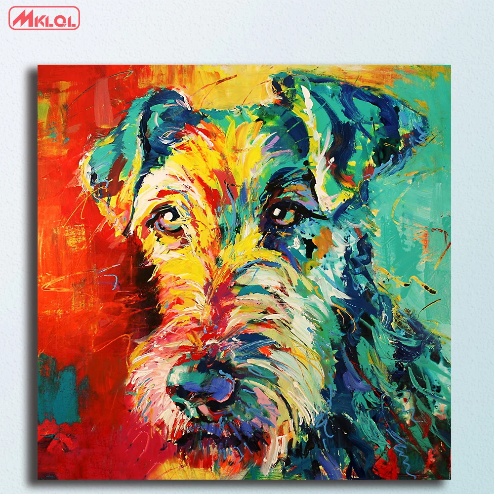 Большая распродажа картина маслом terrier-art Настенная холст краски домашний декор HD