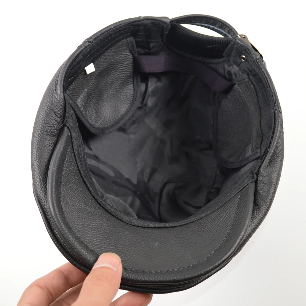 Мужская бейсболка из натуральной кожи брендовая Повседневная теплая Кепка