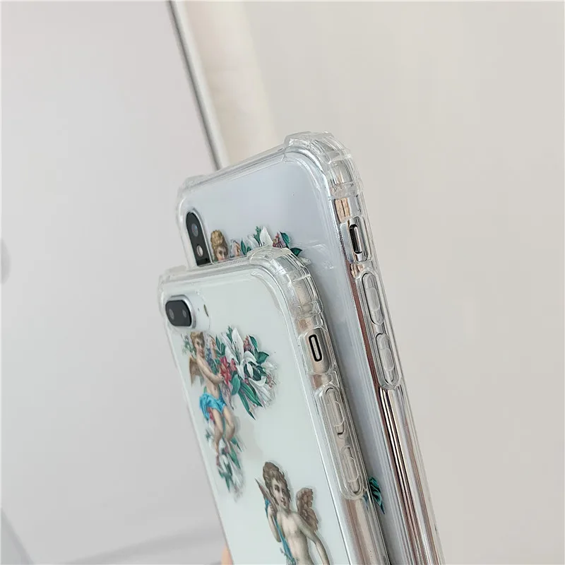 Niceking Angels чехол для телефона Fundas для iPhone X, XR, XS, MAX, 11 Pro, Max, 6 S, прозрачный чехол из ТПУ с цветочным принтом для мальчиков, чехол для iPhone 6, 6s, 7, 8 Plus