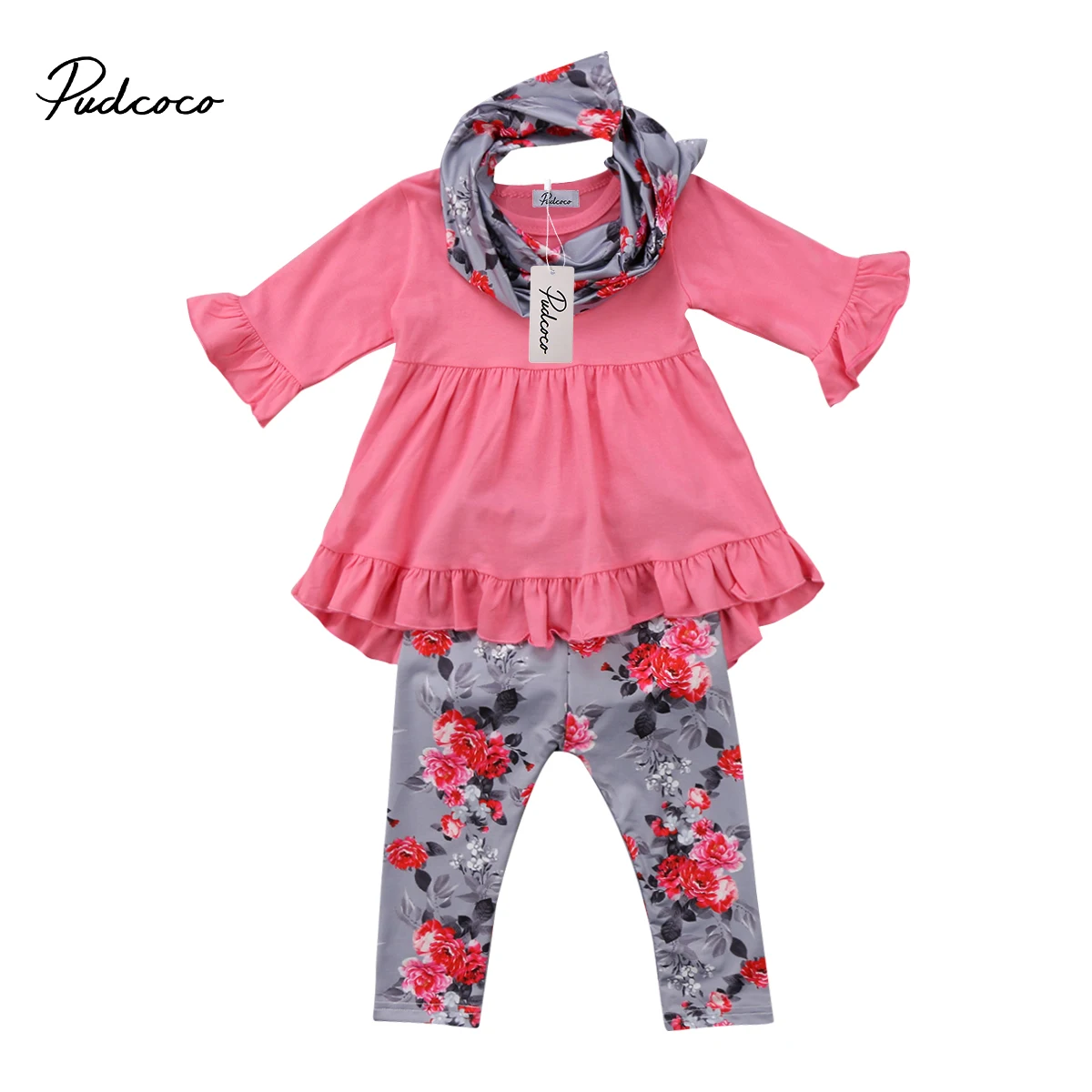 Детские топы для маленьких девочек блузка брюки с цветами модная