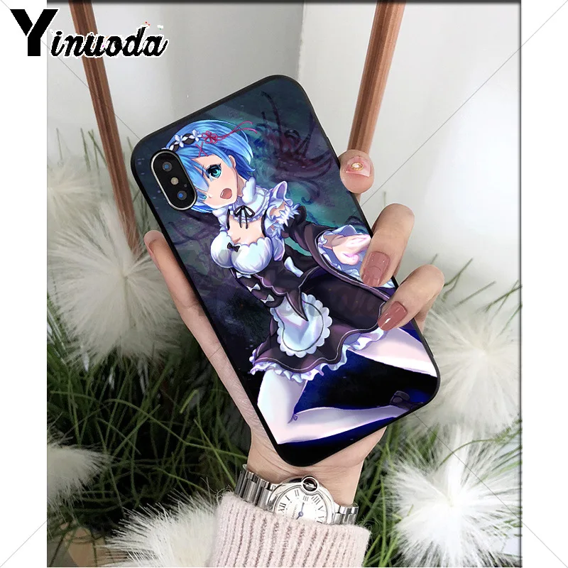 Yinuoda японский аниме RE ZERO Remu силиконовый мягкий ТПУ Черный чехол для телефона iPhone 8