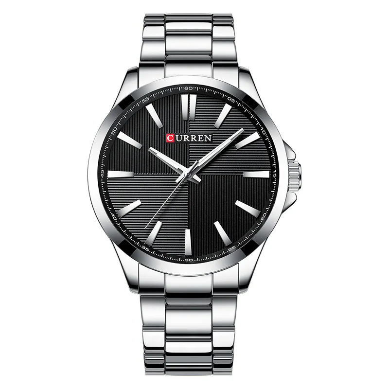 Silver Black CURREN Мужские часы лучший бренд класса люкс водонепроницаемые мужские часы Бизнес кварцевые мужские часы мужские наручные часы Relogio Masculino - Цвет: Silver Black
