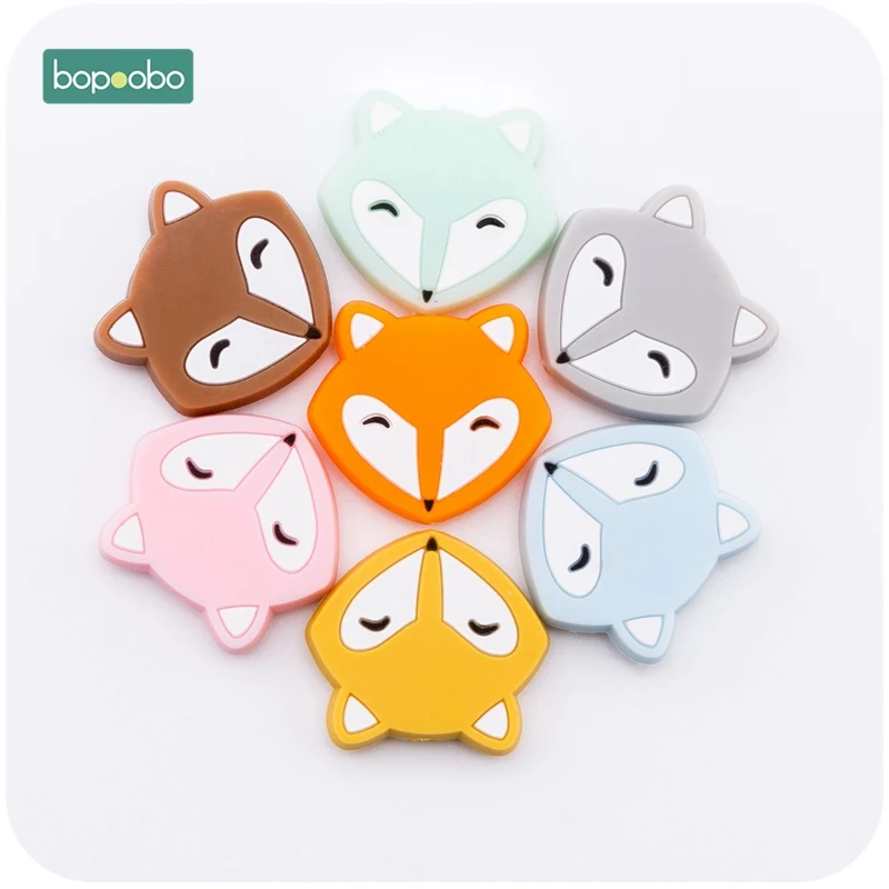 Bopoobo 3 шт. силиконовые мини-лисички Силиконовые Прорезыватели для зубов пищевой класс силиконовые бусины, прорезыватель BPA бесплатно DIY кулон при прорезывании зубов