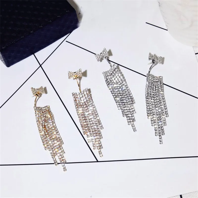 XIAO YOUNG 2018 Длинные серьги из серебра 925 пробы с кисточками простые шикарные бантом