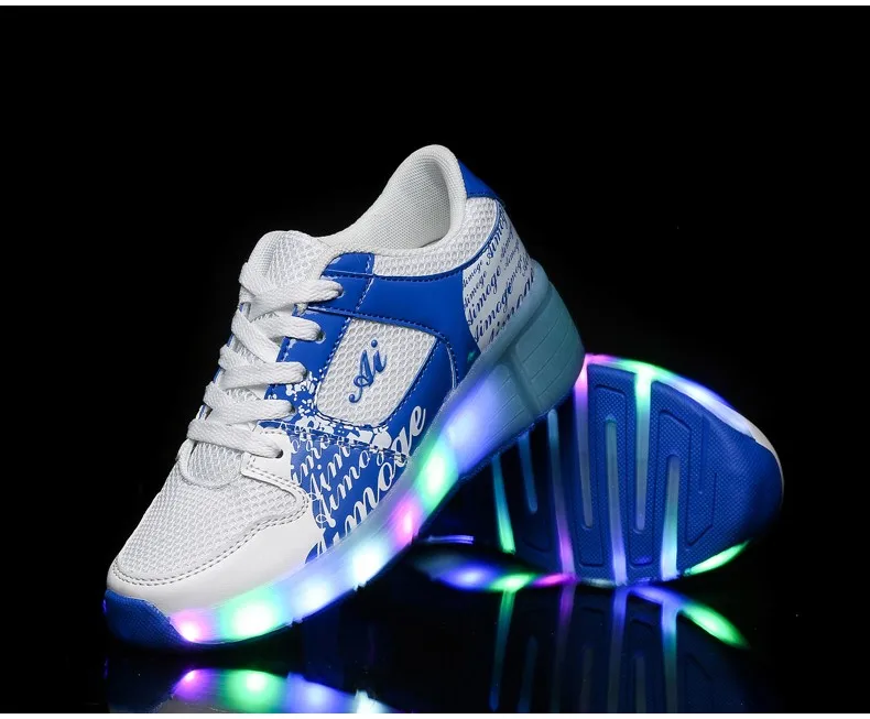 Eur27-37 Heelys Jazzy Junior Girls&boys LED Light Heelys Roller Skate Shoes for Children&kids Sneakers with Wheels Shoes