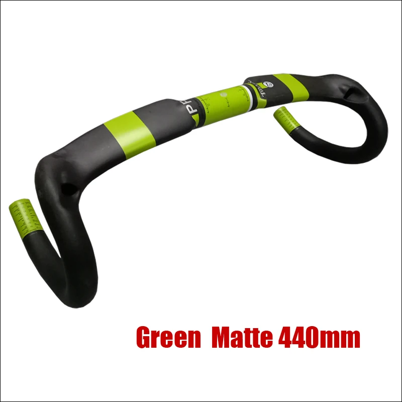 Green 440mm Дорожный велосипедный гоночный TMAEX Pro зеленый полностью углеродный руль Внутренний кабель углеродное волокно для велосипеда, руль 31,8*400/420/440 мм зеленый матовый - Цвет: Green 440mm