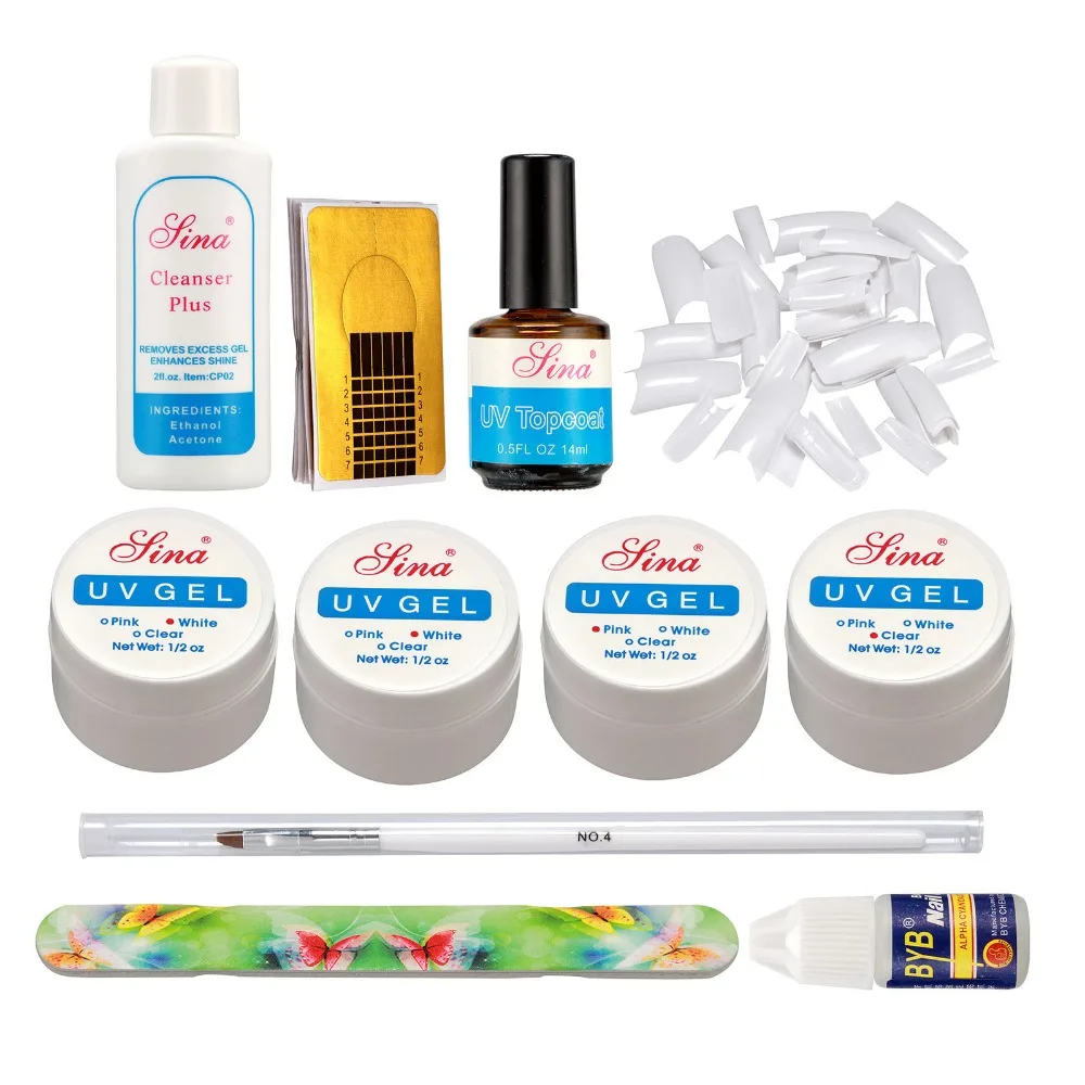 Anmas Rucci DIY белые французские наконечники UV Topcoat гель-клей форма для ногтей кисть для ногтей Набор для дизайна ногтей