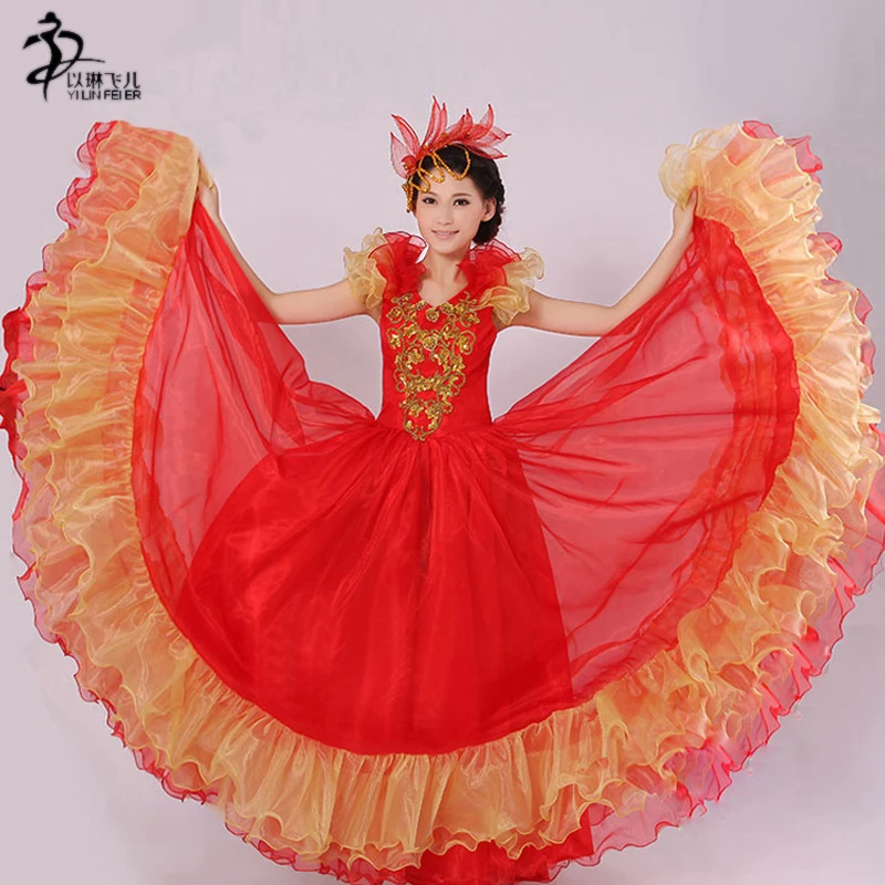 Фламенко юбка испанский SENORITA Румба Сальса фламенко танцовщица дамы нарядное