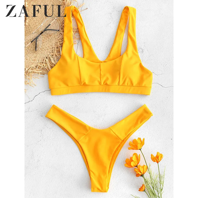 Женский купальник бикини ZAFUL с треугольным вырезом и высоким на спине спортивный